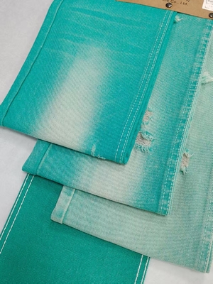 comprar Tecido Denim de 10,6oz com Cor VERDE MAÇÃ Elegante, Estilo Sarja à Esquerda, Construção 10*7 Para Jeans online manufacture