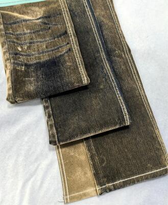 comprar 70% de algodão de cor de café tecido de denim flocado 10,5 oz para casaco ou calça de inverno de outono online manufacture