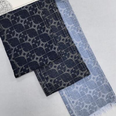 comprar 60% de algodão quatro folhas estrela azul jacquard tricô peso médio denim tecido para jeans 10,5 oz Fabricação em linha