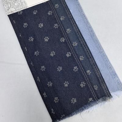 comprar Pernas de cão Jacquard Lavado Denim Tecido Azul escuro 10oz Estiramento Gratuito para Jeans Lady ou crianças Calças Fabricação em linha