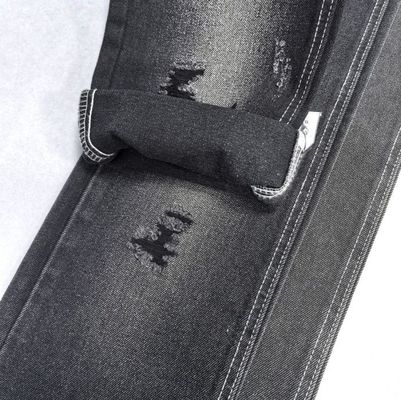 Preto rígido 60% algodão poliéster tecido denim 25% poliéster 15% rayon 12,5 oz