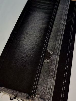 Inverno de algodão poliéster super-suave tecido denim preto/preto 14,2 oz para jeans
